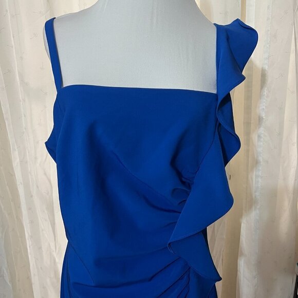 GUESS Spaghetti Strap Square Neck Short Cocktail Body Con Dress Sz 4 in Blue - Picture 4 of 10